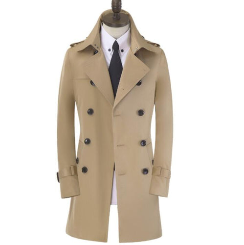 2018 spring autumn thin new designer mens trench coats man Double-breasted long coat men clothes slim overcoat long sleeve 89564