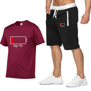 2019 New Men Fashion Two Pieces Sets T Shirts+Shorts Suit Men Summer Tops Tees Fashion Tshirt High Quality men clothing