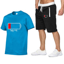 Load image into Gallery viewer, 2019 New Men Fashion Two Pieces Sets T Shirts+Shorts Suit Men Summer Tops Tees Fashion Tshirt High Quality men clothing