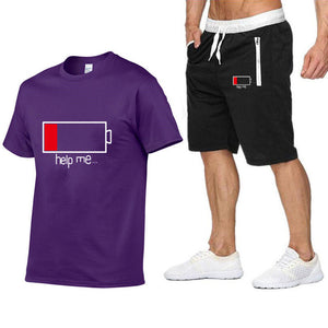 2019 New Men Fashion Two Pieces Sets T Shirts+Shorts Suit Men Summer Tops Tees Fashion Tshirt High Quality men clothing