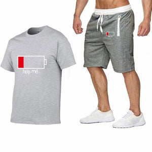 2019 New Men Fashion Two Pieces Sets T Shirts+Shorts Suit Men Summer Tops Tees Fashion Tshirt High Quality men clothing