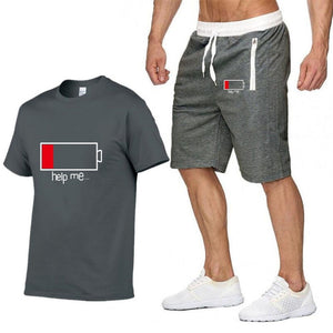 2019 New Men Fashion Two Pieces Sets T Shirts+Shorts Suit Men Summer Tops Tees Fashion Tshirt High Quality men clothing