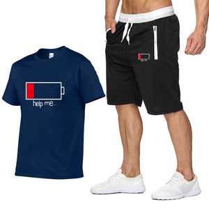 2019 New Men Fashion Two Pieces Sets T Shirts+Shorts Suit Men Summer Tops Tees Fashion Tshirt High Quality men clothing