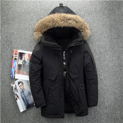 -40 degree cold resistant Russia winter jacket men top quality genuine fur collar thick warm  white duck down men's winter coat