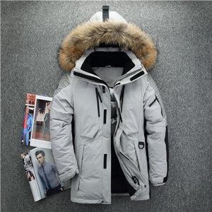 -40 degree cold resistant Russia winter jacket men top quality genuine fur collar thick warm  white duck down men's winter coat
