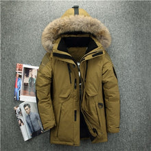 Load image into Gallery viewer, -40 degree cold resistant Russia winter jacket men top quality genuine fur collar thick warm  white duck down men&#39;s winter coat