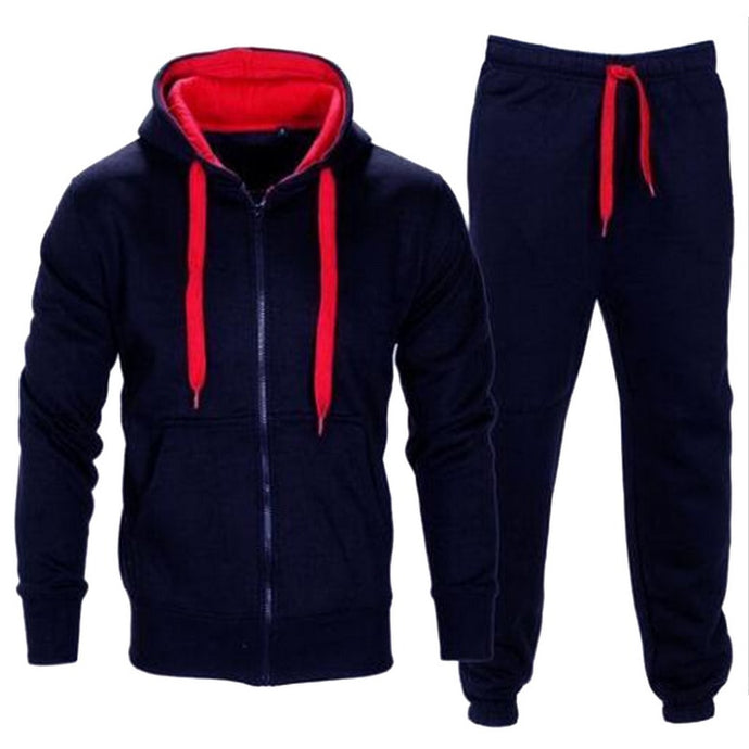 Adisputent Tracksuit Men 2019 Autumn Sportwear Fashion Mens Hip Hop Set 2PC Zipper Hooded Sweatshirt Jacket+Pant  Suit