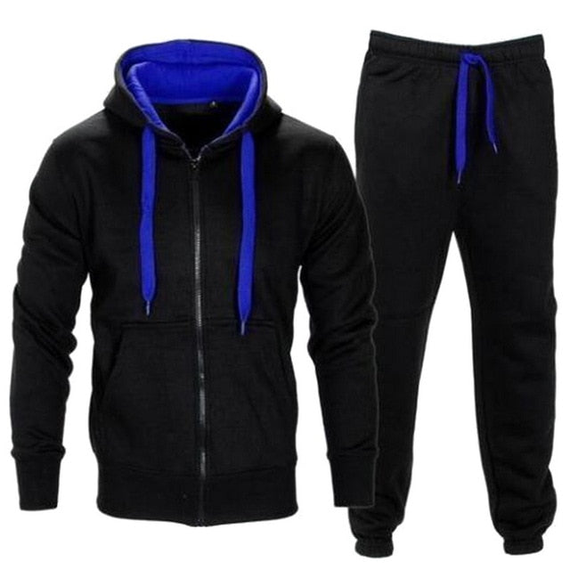 Adisputent Tracksuit Men 2019 Autumn Sportwear Fashion Mens Hip Hop Set 2PC Zipper Hooded Sweatshirt Jacket+Pant  Suit