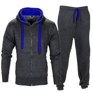 Adisputent Tracksuit Men 2019 Autumn Sportwear Fashion Mens Hip Hop Set 2PC Zipper Hooded Sweatshirt Jacket+Pant  Suit