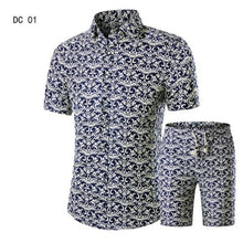 Load image into Gallery viewer, New Fashion Men Shirts+Shorts Set Summer Casual Printed Shirt Homme Short Male Printing Dress Suit Sets Plus Size 5XL
