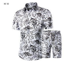 Load image into Gallery viewer, New Fashion Men Shirts+Shorts Set Summer Casual Printed Shirt Homme Short Male Printing Dress Suit Sets Plus Size 5XL
