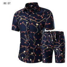Load image into Gallery viewer, New Fashion Men Shirts+Shorts Set Summer Casual Printed Shirt Homme Short Male Printing Dress Suit Sets Plus Size 5XL
