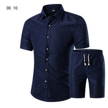 Load image into Gallery viewer, New Fashion Men Shirts+Shorts Set Summer Casual Printed Shirt Homme Short Male Printing Dress Suit Sets Plus Size 5XL