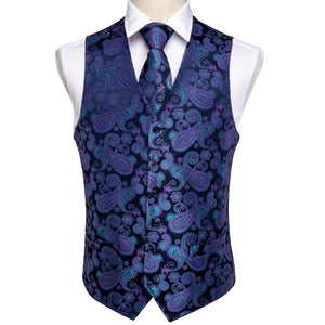 DiBanGu Top 9 styles Vest for Men Silver Red Orange Blue Men's Vest Suit Business Wedding Party Occasion Hanky Cufflinks Vests